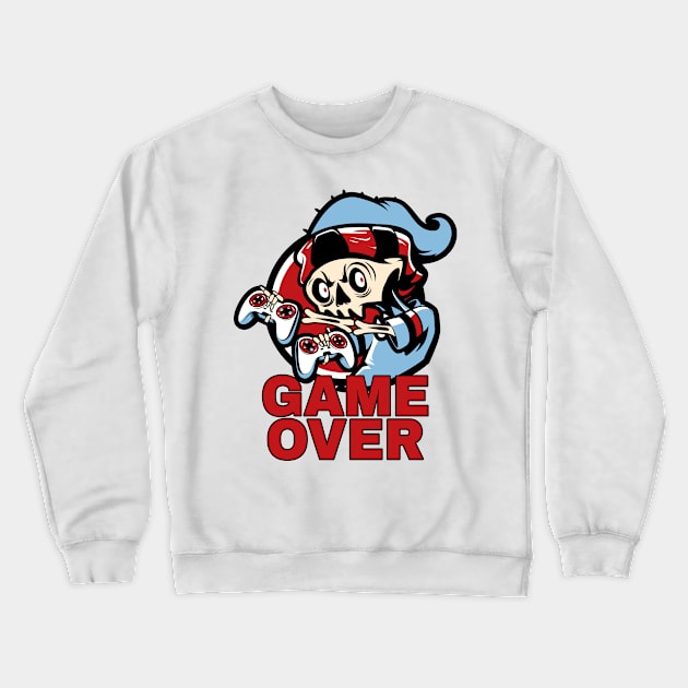 Game Over - Gamers T-shirt, Skeleton Gamer, Console Gamer, Video Games, Gamer Gifts, Light Colors Crewneck Sweatshirt by PorcupineTees